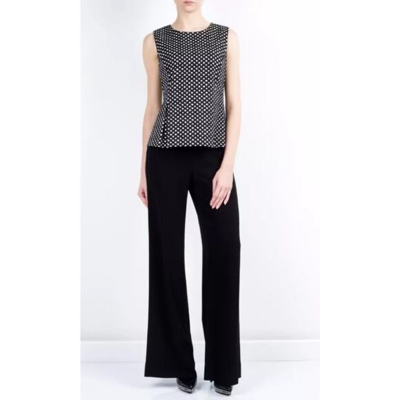 Diane Von Furstenberg DVF Mallorie Peplum Sleeveless Top 8 Black Polka Dot Shirt - Picture 2 of 11